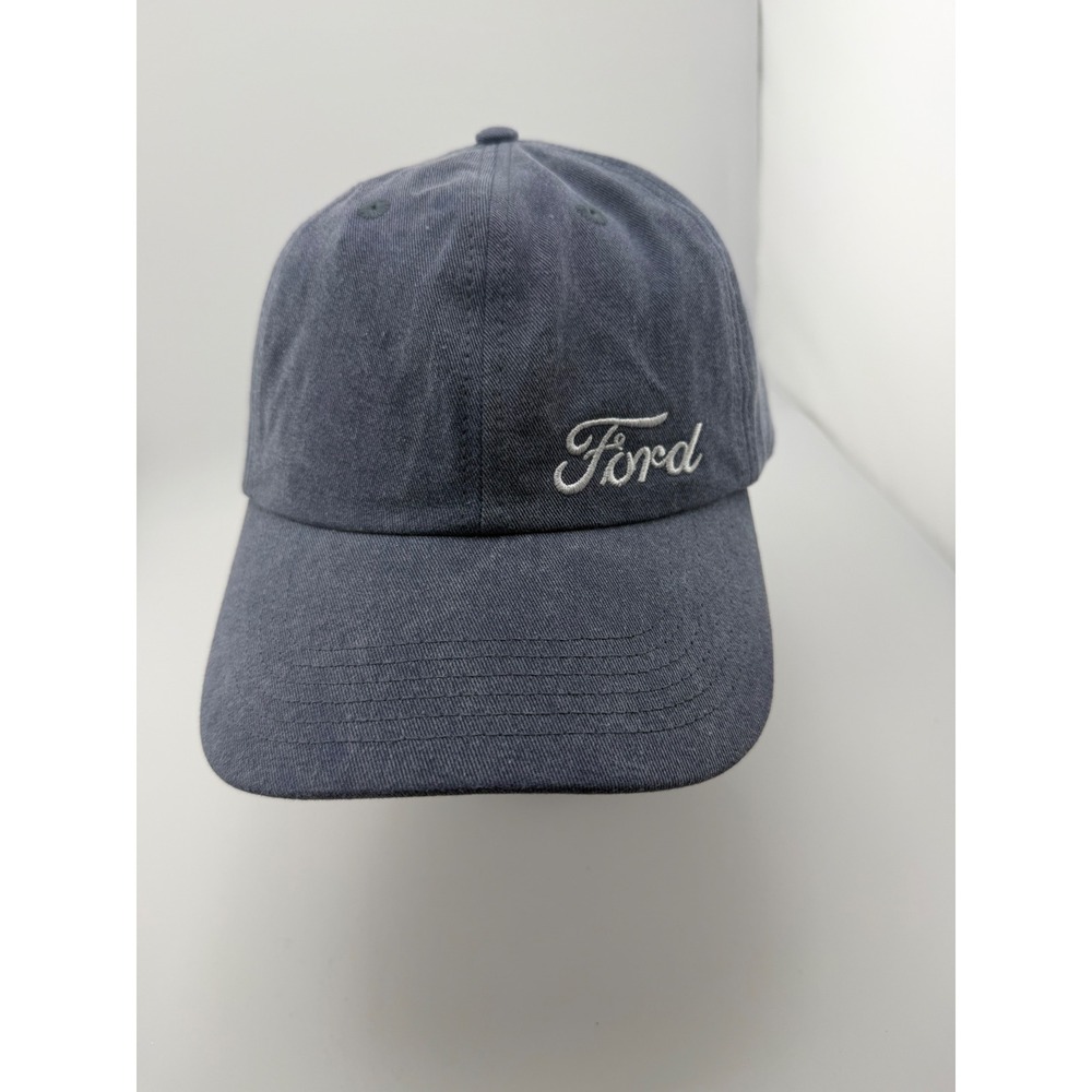 Ford Script Logo Baseball Cap Washed Navy Blue Cotton Adjustable Dad Hat Mens